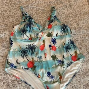 NWT Women’s Plus Size 3X Outdoor Oasis Tropical Print Swimsuit
